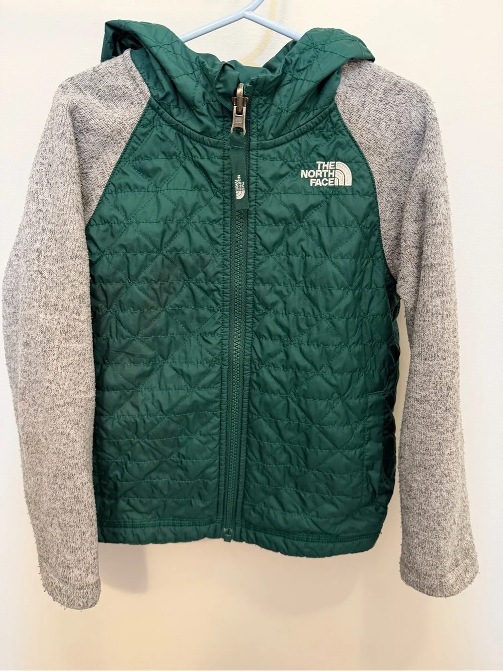 The North Face - Green Body with Heather Gray Sleeves Hooded